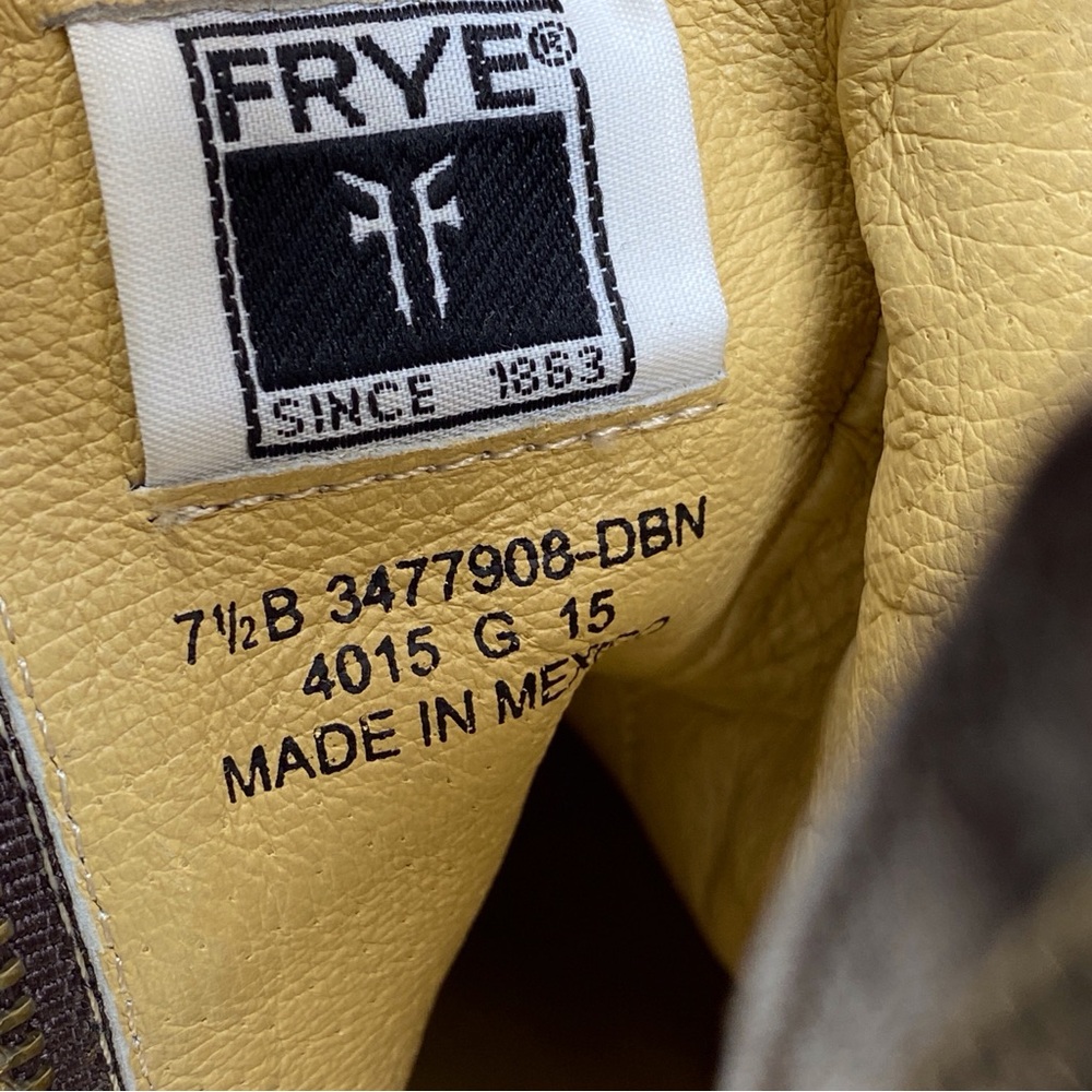 FRYE Melissa Women's 7.5 B Brown Genuine Leather Ankle Boots Cowgirl Zip Up - Picture 12 of 16